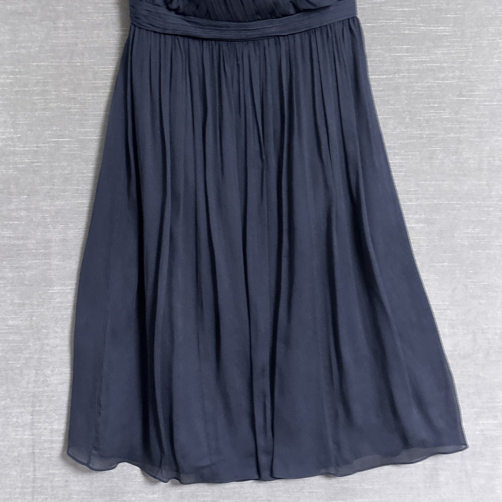 J Crew Dress 4 Navy Blue Silk Strapless Pleated Ruched Cocktail‎ Formal Party - Picture 3 of 10